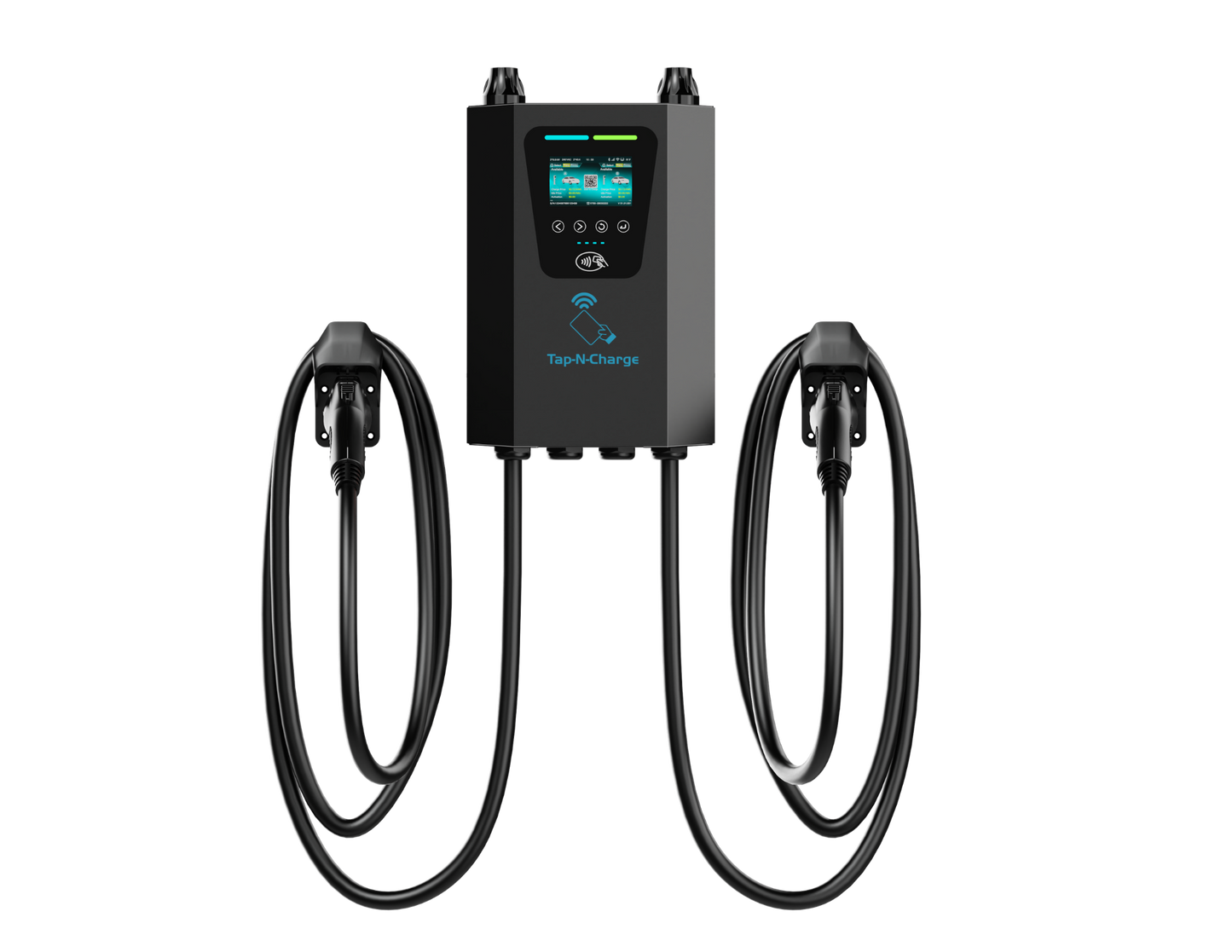 Tap-N-Charge™ | 80A Dual-Plug Commercial EV Charger (NACS & J1772) - Standard Pedestal