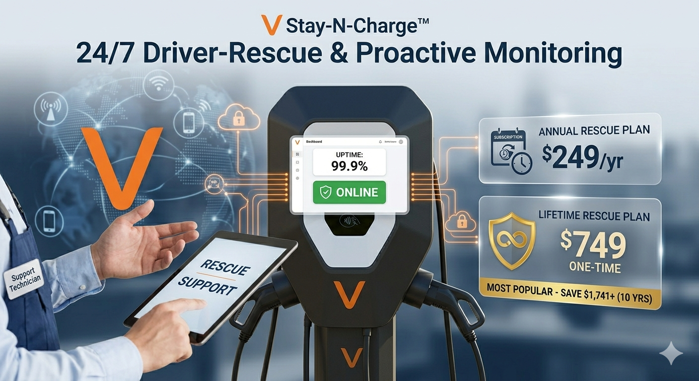Stay-N-Charge™ | 24/7 Driver-Rescue & Network Monitoring (Annual Plan)