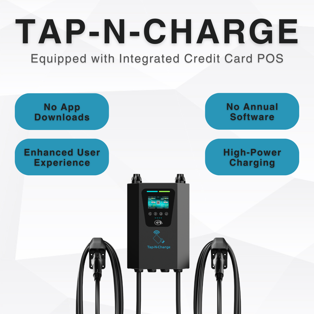 Tap-N-Charge™ | 80A Dual-Plug Commercial EV Charger (NACS & J1772) - Premium Pedestal