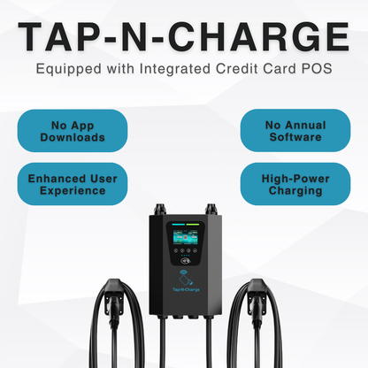 Tap-N-Charge™ | 80A Dual-Plug Commercial EV Charger (NACS & J1772) - Premium Pedestal