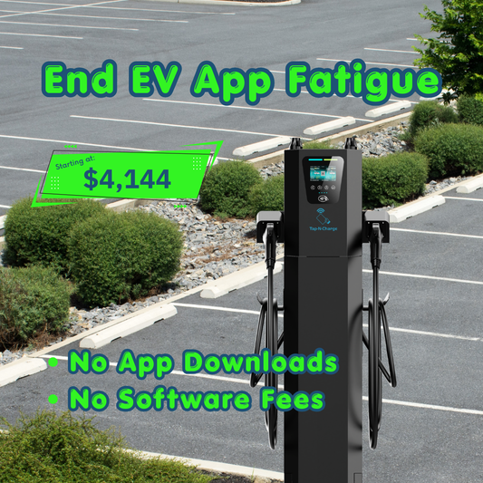 Tap-N-Charge™ | 80A Dual-Plug Commercial EV Charger (NACS & J1772) - Standard Pedestal