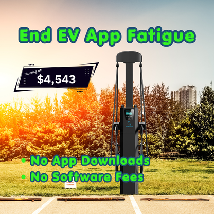 Tap-N-Charge™ | 80A Dual-Plug Commercial EV Charger (NACS & J1772) - Premium Pedestal