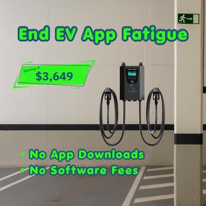 Tap-N-Charge™ | 80A Dual-Plug Commercial EV Charger - (w/Wall Bracket)
